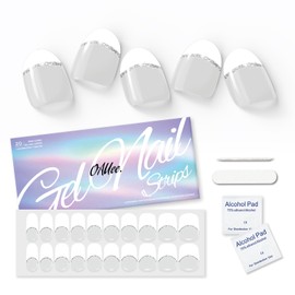 Oauee Semi Cured Gel Nail Strips | 20 Gel Nail Stickers | For Uv/Led Manicure Lamps | Salon Quality, Easy Application And Removal Pure White Basic Style