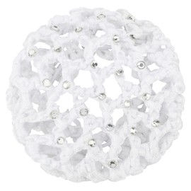 tanzmuster Ballet Bun Net - Mila - with Rhinestones and Scrunchie - White - Knot Net for Thick and Thin Hair - Women and Children