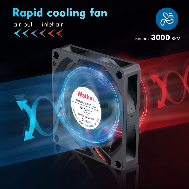 Wathai DC 12V Cooler Case Fan 70mm x 70mm x