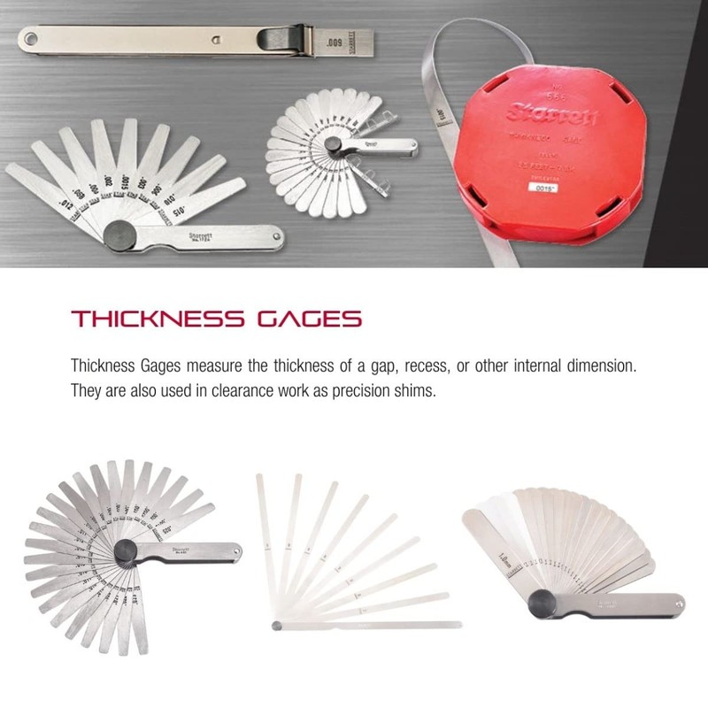 Starrett 173MAT Thickness Gage Set With Tapered Leaves, 0.03-0.50 mm