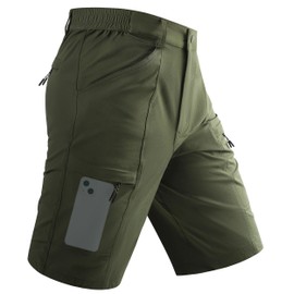 TACVASEN Outdoor Shorts for Men Moisture Wicking Walking Shorts Summer Cargo Work Military Shorts with Zip Pockets Army Green,36