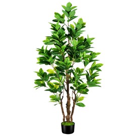 OXLLXO 7.2ft Artificial Rubber Tree (85in) with Plastic Nursery Pot Fake Tree, Faux Ficus Plant for Office House Farmhouse Living Room Home Decor (Indoor/Outdoor)