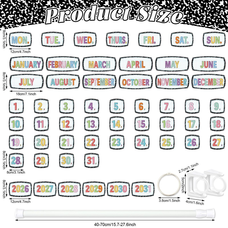 Flip Calendar Bulletin Board Set 59 Date Cards Composition Classroom