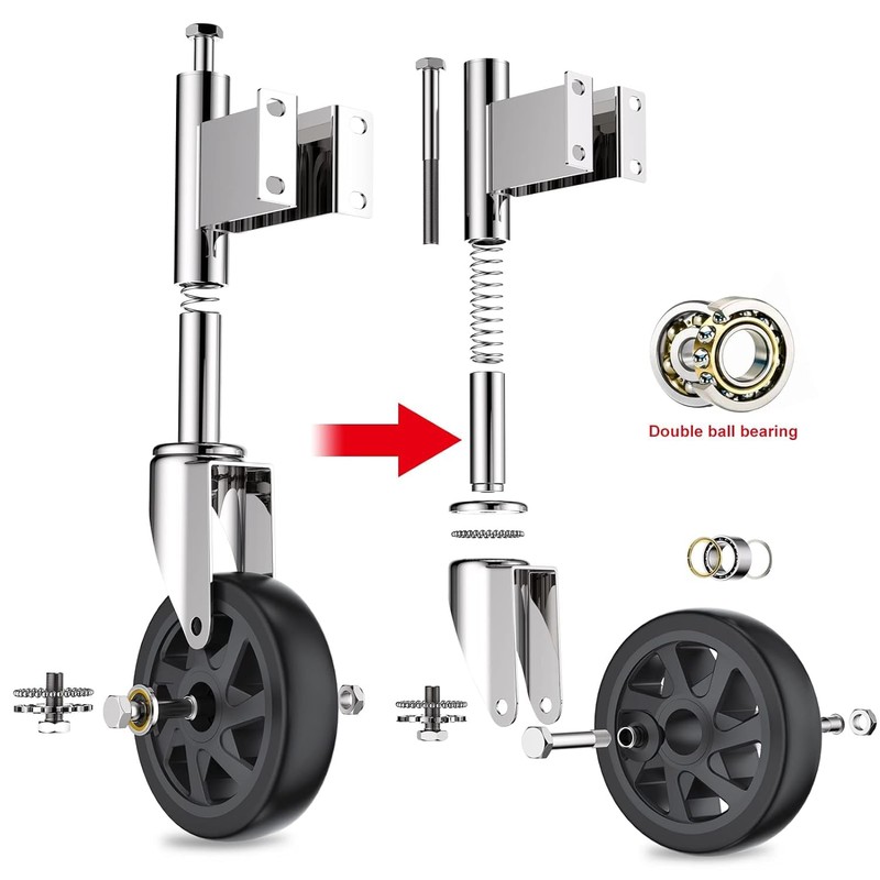 Homhoo Spring Loaded Gate Casters 6” Heavy Duty Gate Caster