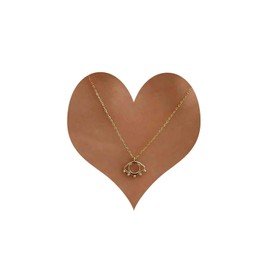 Atentuyi Boho Rhinestone Crown Necklace Gold Blue CZ Pendant Necklace Crown Pendant Necklace Delicate Chain Necklace Simple Small Necklace Oval Sapphire Necklace Jewellery for Women and Girls, Metal