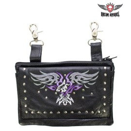 Dream Apparel Biker Black Fashion Naked Cowhide Leather Purple Eagle Belt Bag