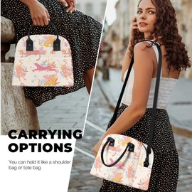 Clastyle Women Lunch Box Bag Flower Large Camping Adult Lunch Tote Insulated Cooler Bag for Office Work Picnic,Leopard