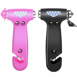 COFSODI 2PCS seatbelt cutter and window glass breaker, Essential Window Punching Tools, Car Escape Tools for Emergencies, emergency window breaker & seatbelt cutter, new car accessories, (Black+Pink)