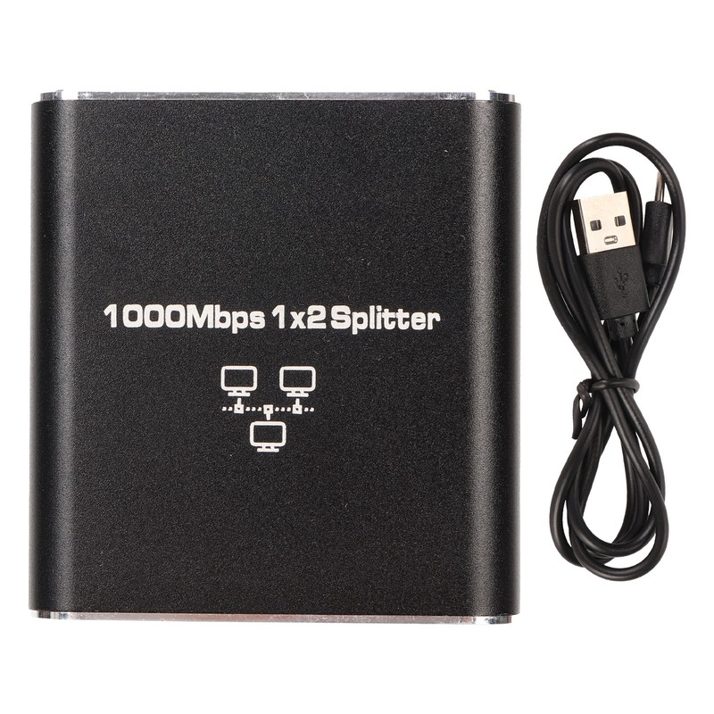 Ethernet Splitter RJ45 Network Port 1 to 2 Port Aluminum