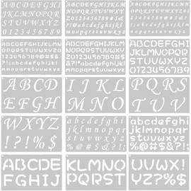15 Pack Reusable Letter & Number Stencils, Alphabet Calligraphy Templates for Painting, Drawing, Scrapbooking, Journals and Craft Projects