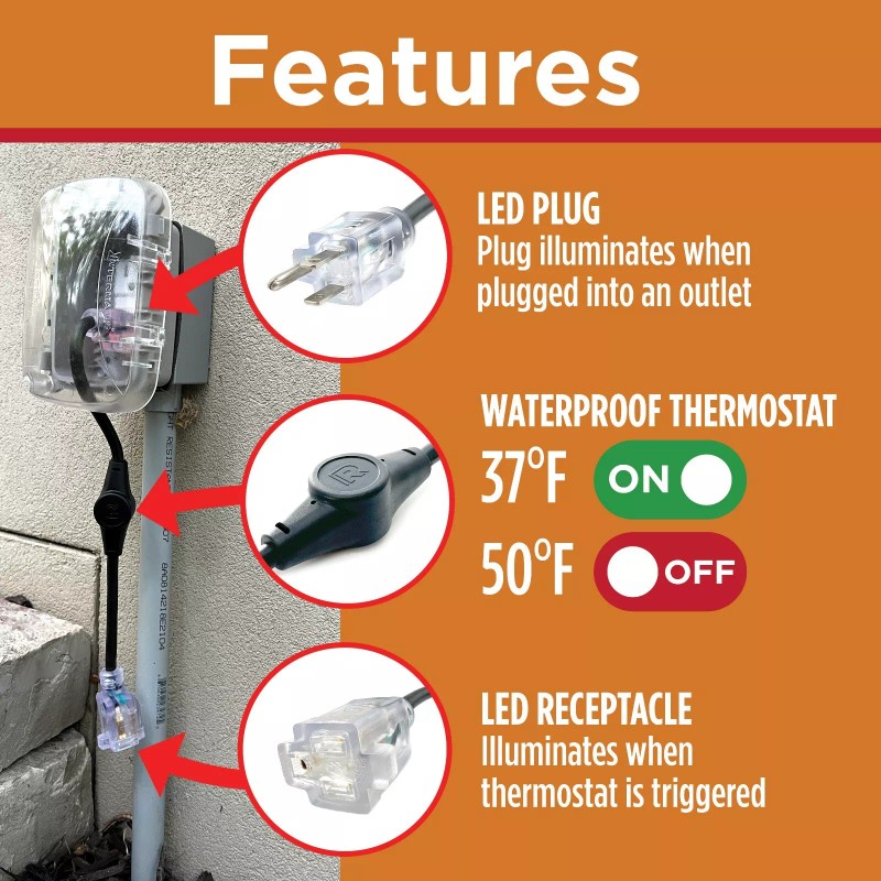 Radiant Solutions ThermaCord TC-2000 Temperature Controlled Thermostat Outlet