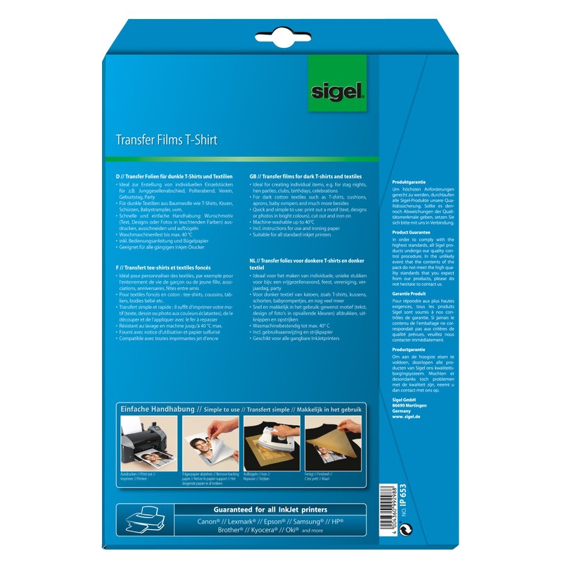 Sigel Action: Inkjet Transfer Film, 6 Sheets + 6 Free