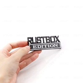 2 Pcs RUSTBOX Edition Emblem Car Side Rear Front Hood Trunk Door Badge 3D Decal Sticker Fit for Car Truck SUV (RUSTBOX, Black White)