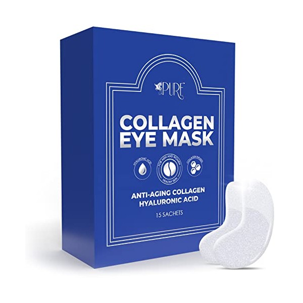 LA PURE Luxury Collagen Eye Mask - Under Eye Patches with Hyaluronic Acid, Dark Circles Under Eye Treatment, Under Eye Bags Treatment, Eye Mask for Puffy Eyes, Undereye Dark Circles Pads (15 Pairs)
