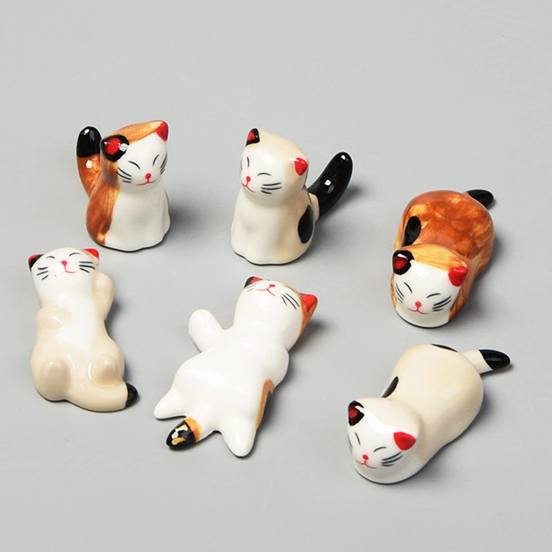 6 Pieces Ceramic Chopsticks Rest Ceramic Cat Chopsticks Rest for