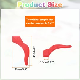 HARFINGTON 15 Pairs Glasses Ear Grip Silicone Anti-slip Ear Hook Eyewear Retainer Eyeglass Temple Tip Holder for Daily Wear Glasses Sunglasses Reading Eyeglasses, Red