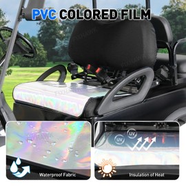 FIXHAWK Golf Cart Front Seat Cover for Club Car Precedent Seat,Elastic Golf Cart Seat Cover, Sandwich Fabric PVC Colour Film Seat Cover, for Summer Heat Insulation and Waterproof（Black）