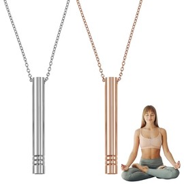 Mssor Mssor 2 Pieces Anxiety Necklace - Stainless Steel Breathing Tool, Necklace for Women Men, Calming Meditation Aid for Men & Women, Meditation Mindful, Stress Reduction
