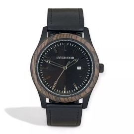 Everwood Men’s Premium Walnut Wood & Black Leather Watch - Gift For Him - Best Dad Gifts
