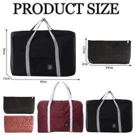 JSTHHTT 2 Pcs Large Capacity Portable Foldable Travel Lightweight Waterproof Overnight Bag, Cabin Bag Underseat Travel Bag Holdall Bag Carry on Hand Luggage Weekend Bag for Women and Men, Duffle Bag