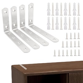 Furniture Anchors Anti-Tip Furniture Wall Anchor Kit for Baby Pet Proofing,Furniture Dresser Bookshelf Falling Prevention Device for Children (Silver-4Pack, 5" x 3")