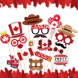 25 Pcs Canada Photo Booth Props Black, Canada Day Photo Booth Props Birthday Props Canadian Party Photo Booth Props Birthday Decorations Backdrop Decorations Birthday Props for Photography