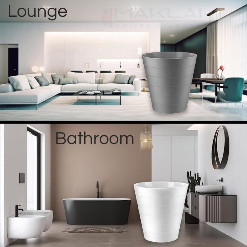 MAKREL 6 Litre Round Plastic Rubbish Bin for Bedrooms, Bathrooms,