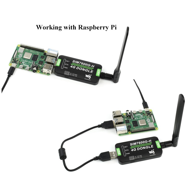 SIM7600G-H - DONGLE 4G con antena, grado industrial 4G USB/UART,