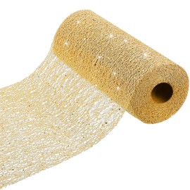 10 Inch x 60 Feet(20 Yard) Wide Christmas Glitter Mesh Ribbon Gift Wrapping DIY Crafts Gift Ribbon Christmas Glitter Ribbon Metal Ribbon for Crafting Christmas Tree Decorations Wreath Garland(Gold)