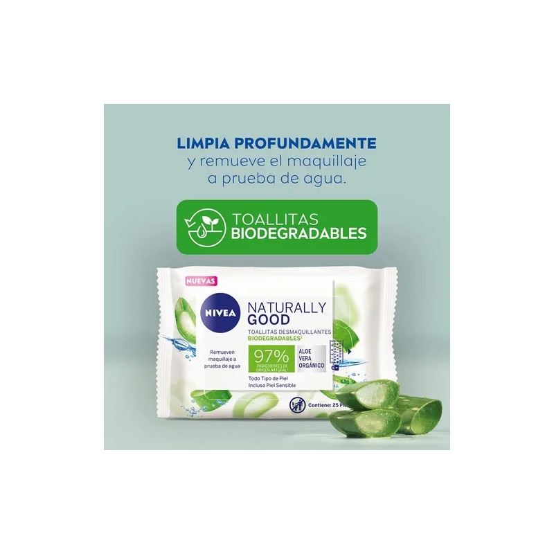 Toallitas Desmaquillantes Nivea Naturally Good 25 Piezas