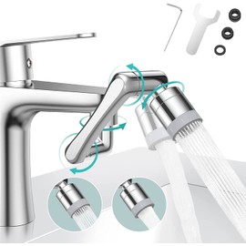 TBONEEY Aireador de Grifo Cocina Giratorio a 1440°, Extensor de Grifo para Cocina y Baño Lavabo con 2 Función de Pulverización, Regulador de Chorro de Agua para Grifos de Cocina, Baño