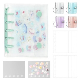 OTIMORA Seal Notebook, Transparent, Removable, Clear Binder, Seal Storage, Motivational Goods, Includes 20 Refills + 2 Dividers + Mini Photo Album + Stickers, Sticker Notebook, M5, Mint Green