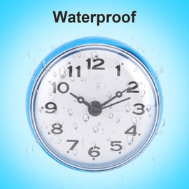 Waterproof Clock, Vintage Design Indoor Outdoor Wall Clock with Suction Cup Decorative Clock for Garden Patio Bathroom (Blue)