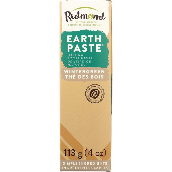 REDMOND - Earthpaste All Natural Non-Fluoride Vegan Organic Non GMO Real Ingredients Toothpaste, Wintergreen, 4 Ounce Tube