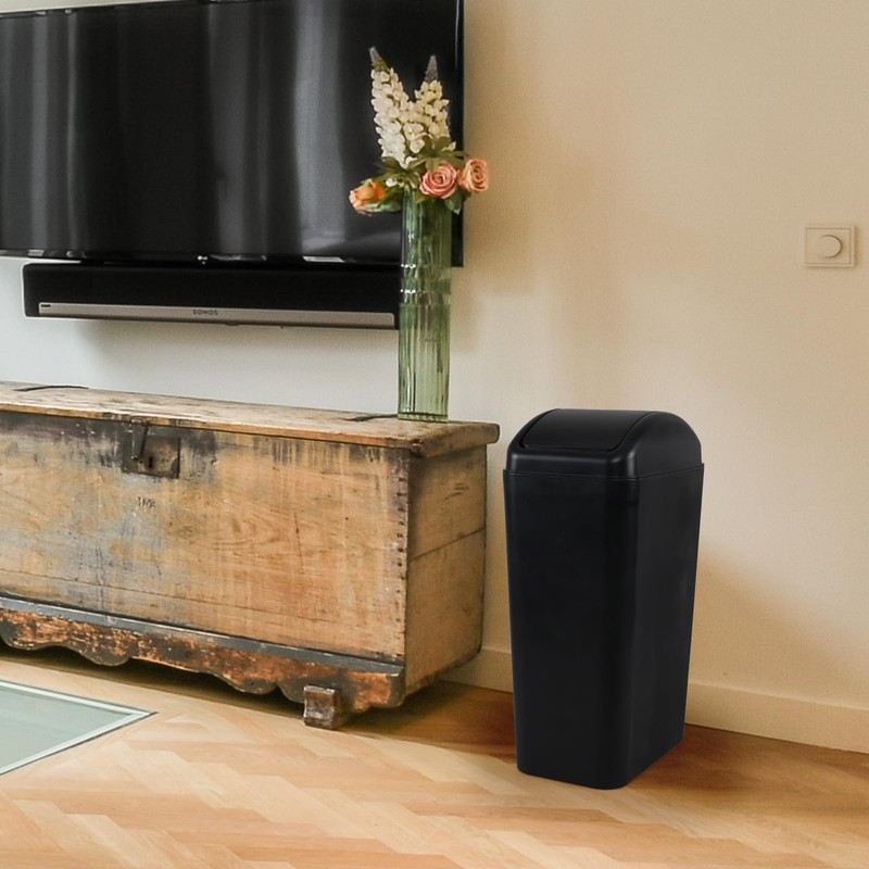 Knifefish Slim Plastic Trash Can with Swing Top, 3.5 Gallon