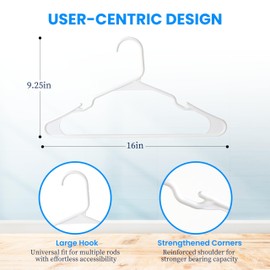 Simple Deluxe Plastic Hangers 30 Pack, Space Saving Clothes Hangers with Non-Slip Shoulder Notches, Lightweight and Slim Closet Hanger for Coats, Sweater, Shirts, Pants, White