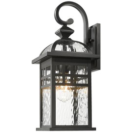 NAXTTII Outdoor Wall Light Exterior Waterproof Wall Sconce Light 22 Inch Height Black Porch Light with Water Ripple Glass E26 Socket