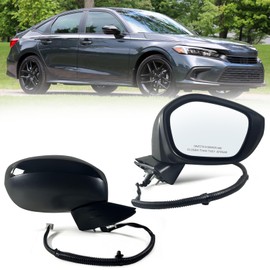 Lqito Right Passenger side Mirror Fits 2022-2025 HONDA CIVIC Sedan/Hatchback With Power Glass, Manual Folding, Match to Crystal Black Pearl Replace HO1321350 76208T20A01 (3 Pins)