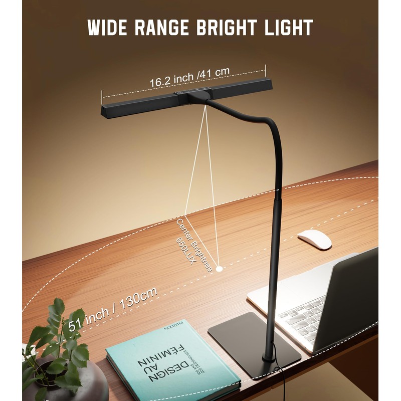 LED Desk Lamp for Home Office with Base, Eye-Caring Architect