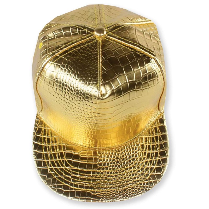 White Fang CA153 Men's Leather Hat, Snake Pattern, Flat Brim,