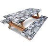 BOAO 3 Pcs Vinyl Picnic Table Cover with Bench Cover