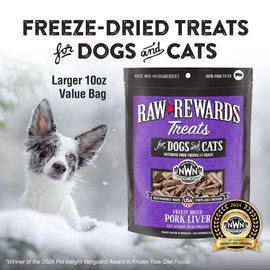 Northwest Naturals Raw Rewards Freeze-Dried Pork Liver Treats for Dogs and Cats - Bite-Sized Pieces - Healthy, 1 Ingredient, Human Grade Pet Food, All Natural - 10 Oz