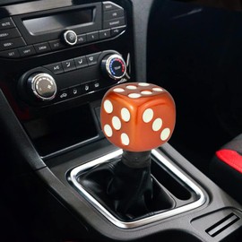 Arenbel Dice Shape Gear Shift Lever Speed Knob Car Shifter Grip Stick Handle Fit Most Manual Auto Transmissons, Orange White