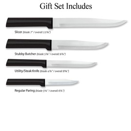 Rada Cutlery 4-Piece Wedding Register Knife Gift Set, Made in USA, Black Handles