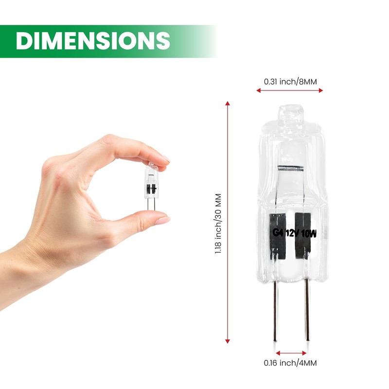 FENDITEK G4 12V 10W Halogen Light Bulbs with G4 Bi-pin