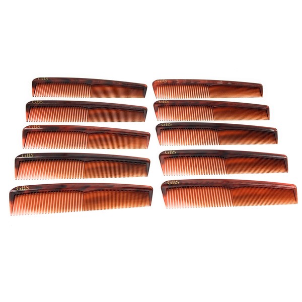 G.B.S Professional Handmade Grooming Combs - Tortoise Course/Fine Styling Combs - 10 Pack | Hair Styling Comb For Men’s Grooming – Durable Accessories |Travel Friendly: Light Weight
