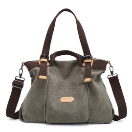 Chikencall® Women Hobo Handbags Canvas Casual Vintage Shoulder bags Daily Purse Ladies Top Handle Bag Tote Crossbody Shopping Bags for Women -Armygreen