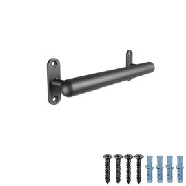 Dolibest 16 Inch Wall Mount Metal Handrail, Staircase Step Handrail, Non-Slip Safety Grab Handle, Barrier-Free Staircase Grab Bar for Elderly, Indoor & Outdoor Use, 1.3 Inch Round (Black)