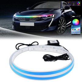 Car Hood Led Strip 1.8M (70 inch) Multicolors Dynamic Car Led Hood Light Strip for Car SUV Engine Cover APP Control Car Engine Cover Decoration Headlight Strip
