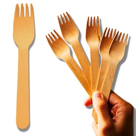 TradeProvider® Disposable Forks, Wooden Cutlery, Fondue Forks, Dinner Forks, Cheese Forks (100 Pieces)